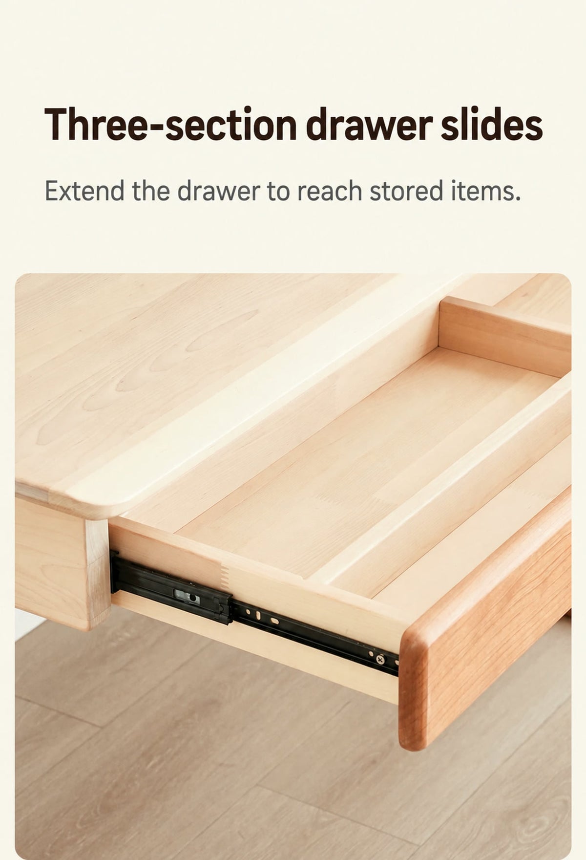  Three-section metal drawer slide detail