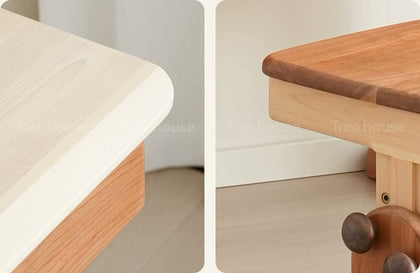  Rounded desktop corners in contrasting natural wood tones