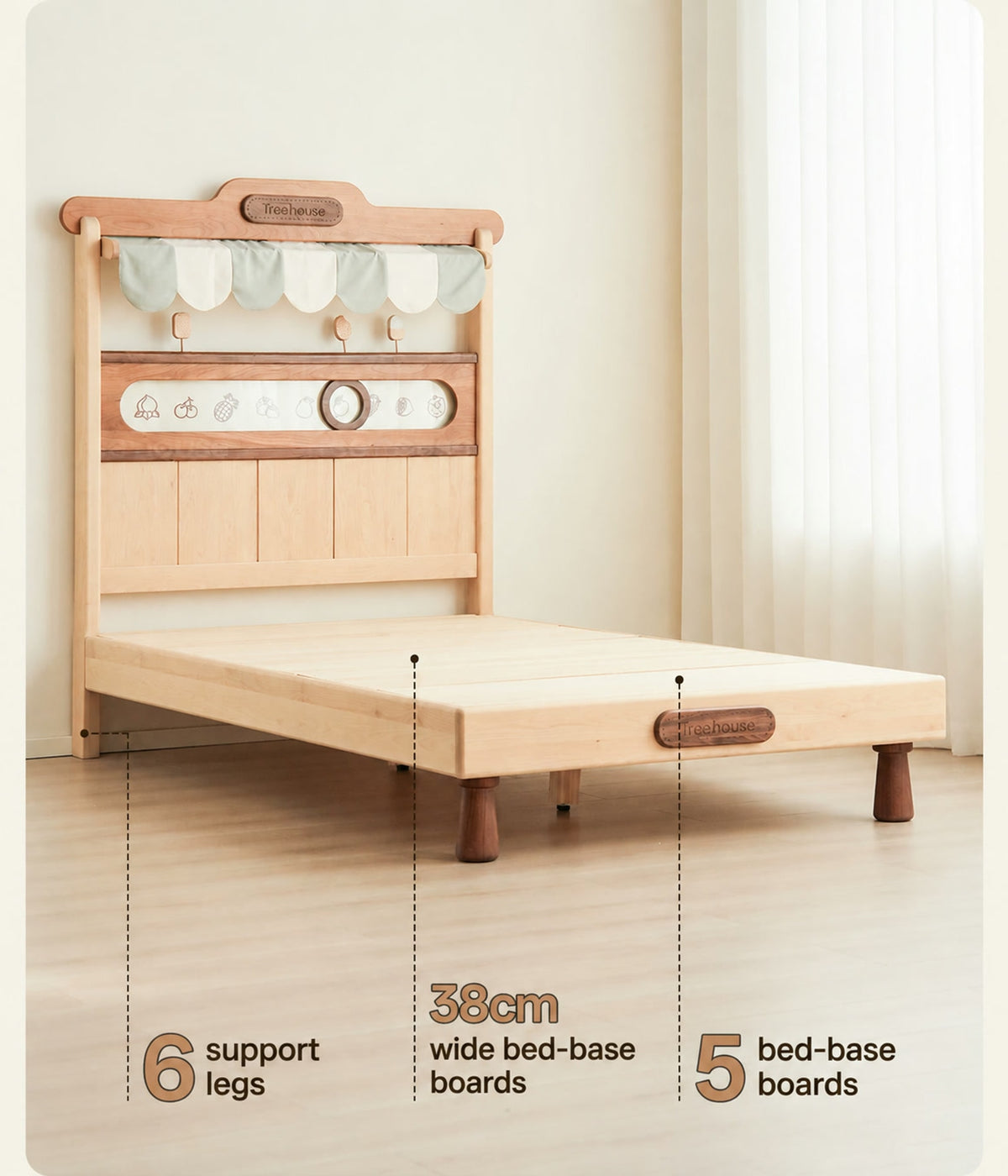  Six legs and five wide bed-base boards
