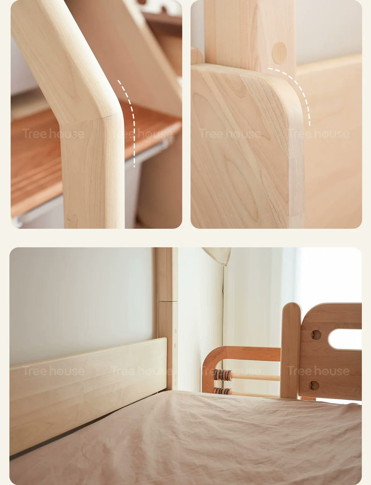  Rounded handrail and upper-bed panel details