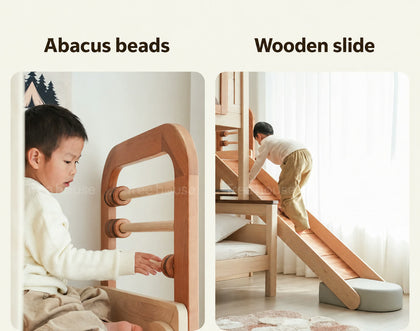  Abacus beads and wooden slide in the slide configuration