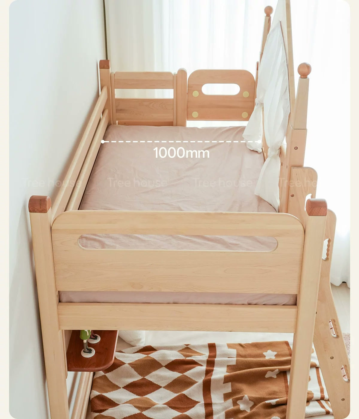  Upper sleeping area labelled 1000 mm wide in the supplier photo.