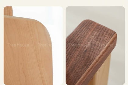  Rounded edges in light and dark wood.