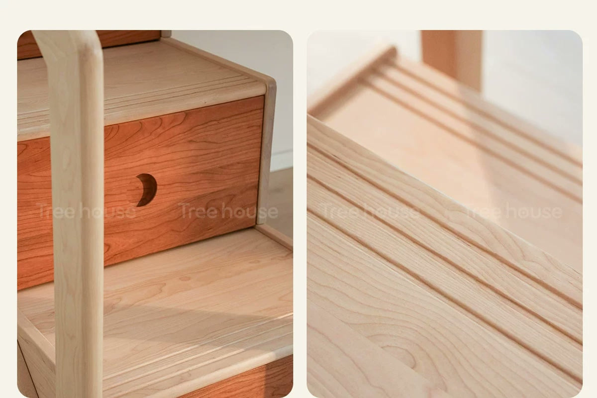  Drawer front and tread grooves on the optional steps.