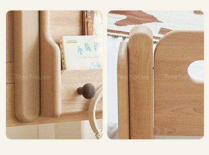  Rounded corners and wood pegs.