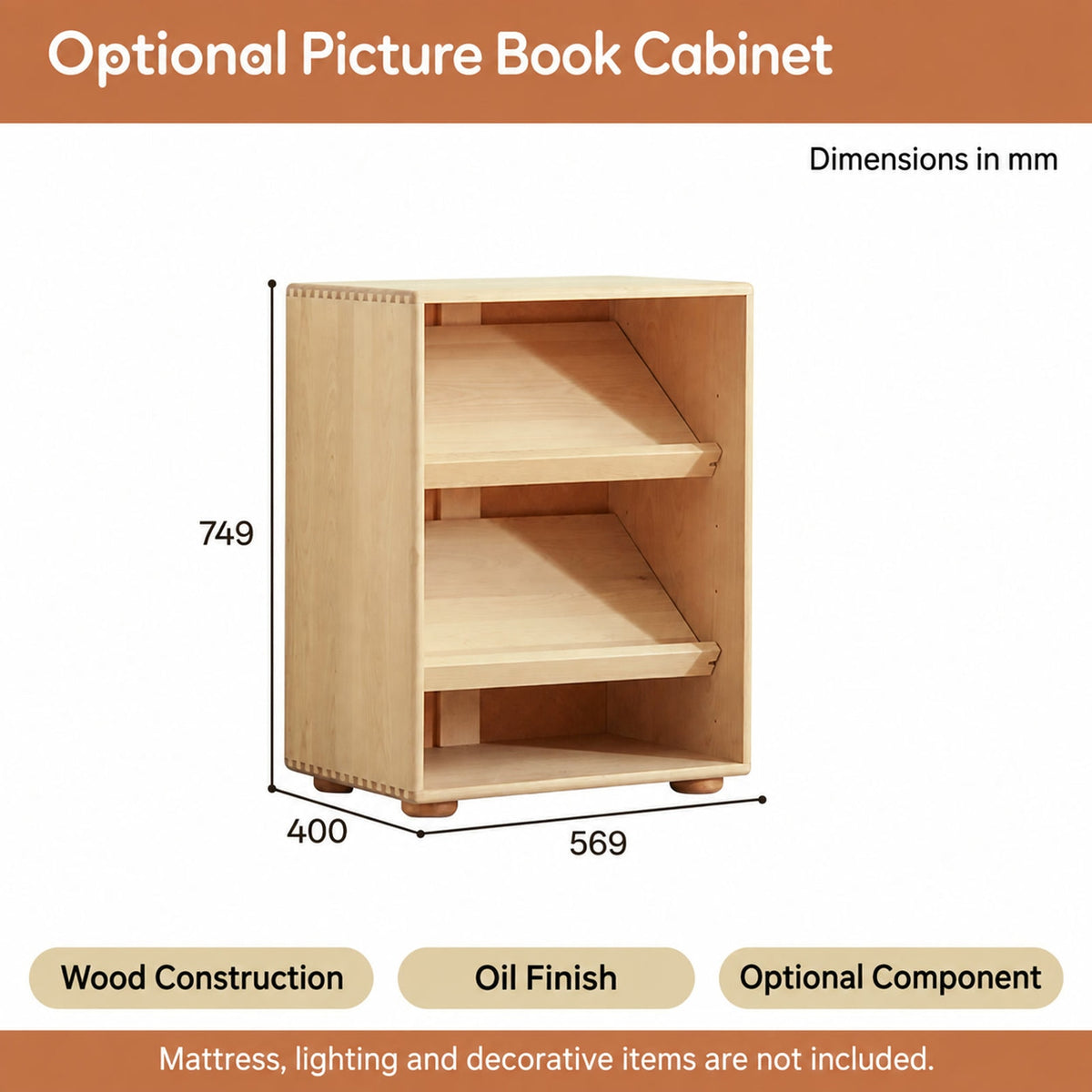  Optional picture book cabinet dimensions.