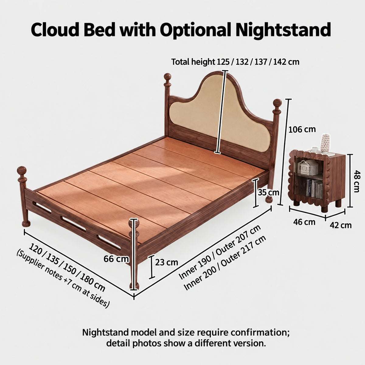  Cloud bed dimensions with optional nightstand