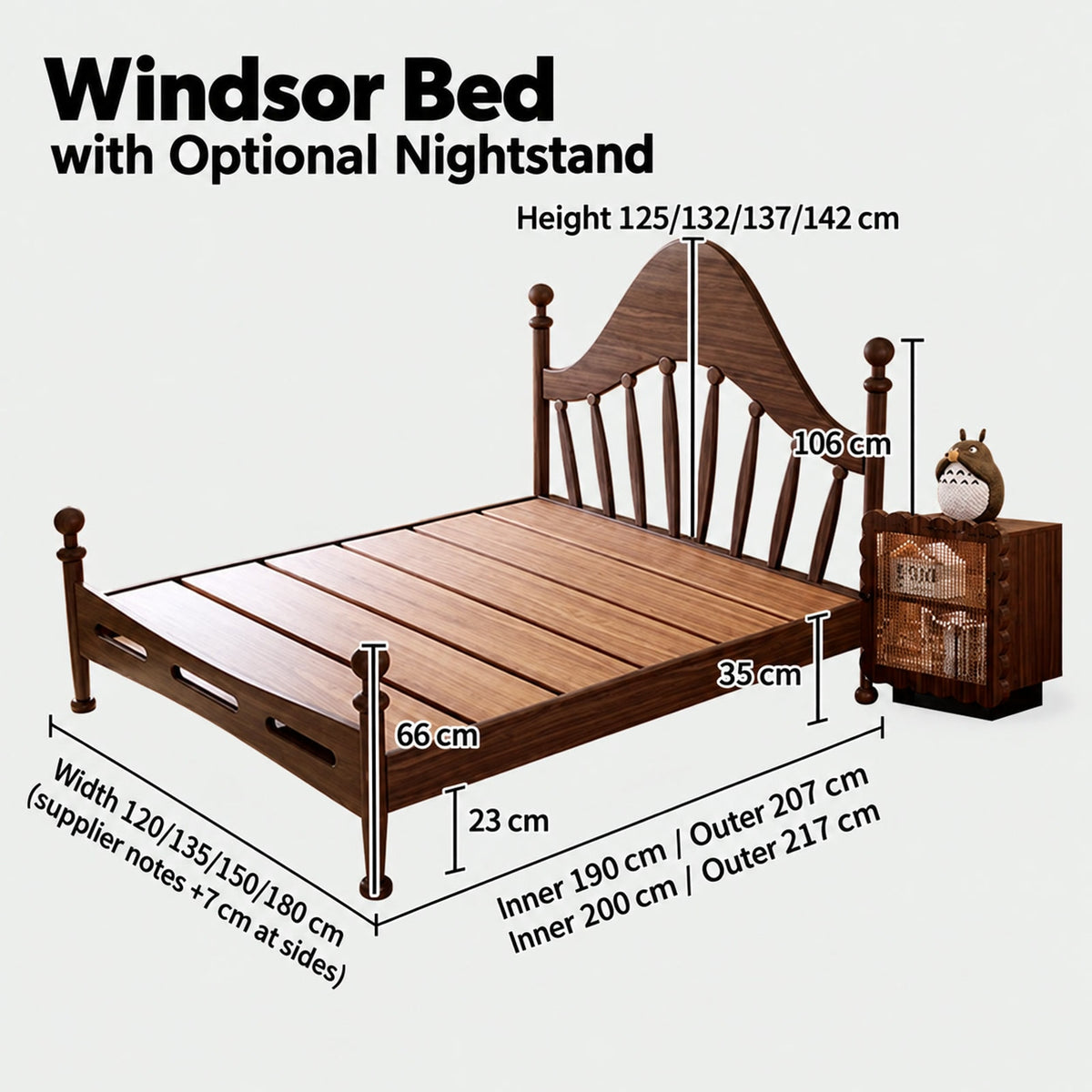  Windsor bed dimensions and optional nightstand