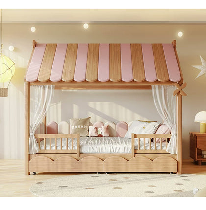  Pink roof bed with under-bed storage