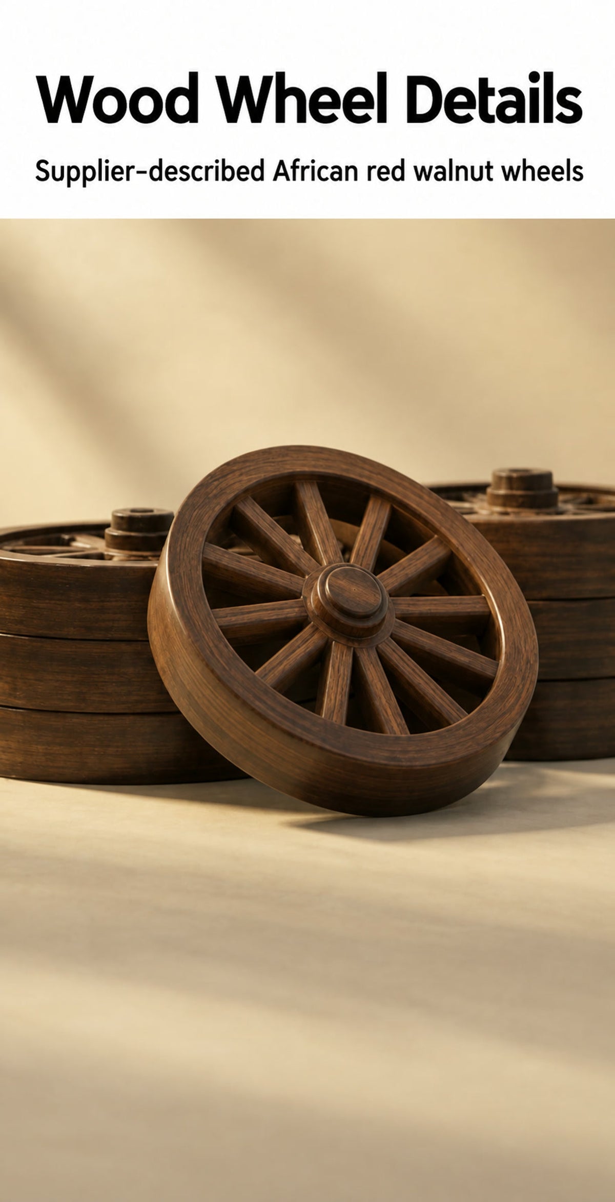  Decorative wood wheel construction in close-up.