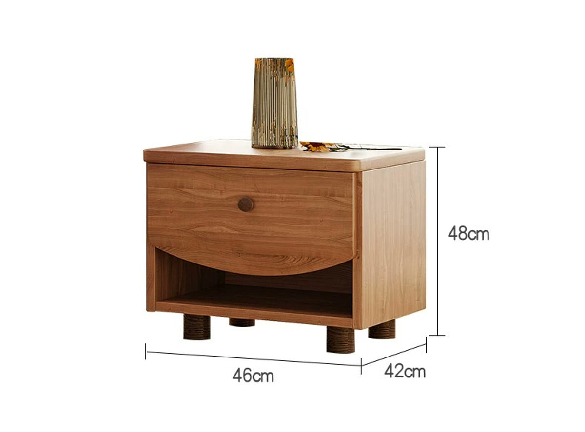  Optional bedside table measuring 46 by 42 by 48 cm.