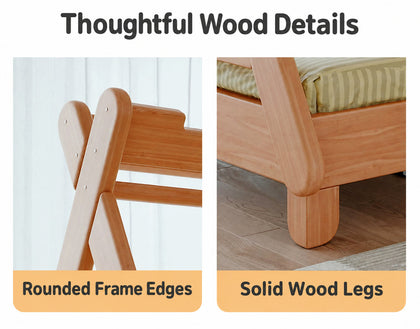  Rounded A-frame edges and solid wood legs.