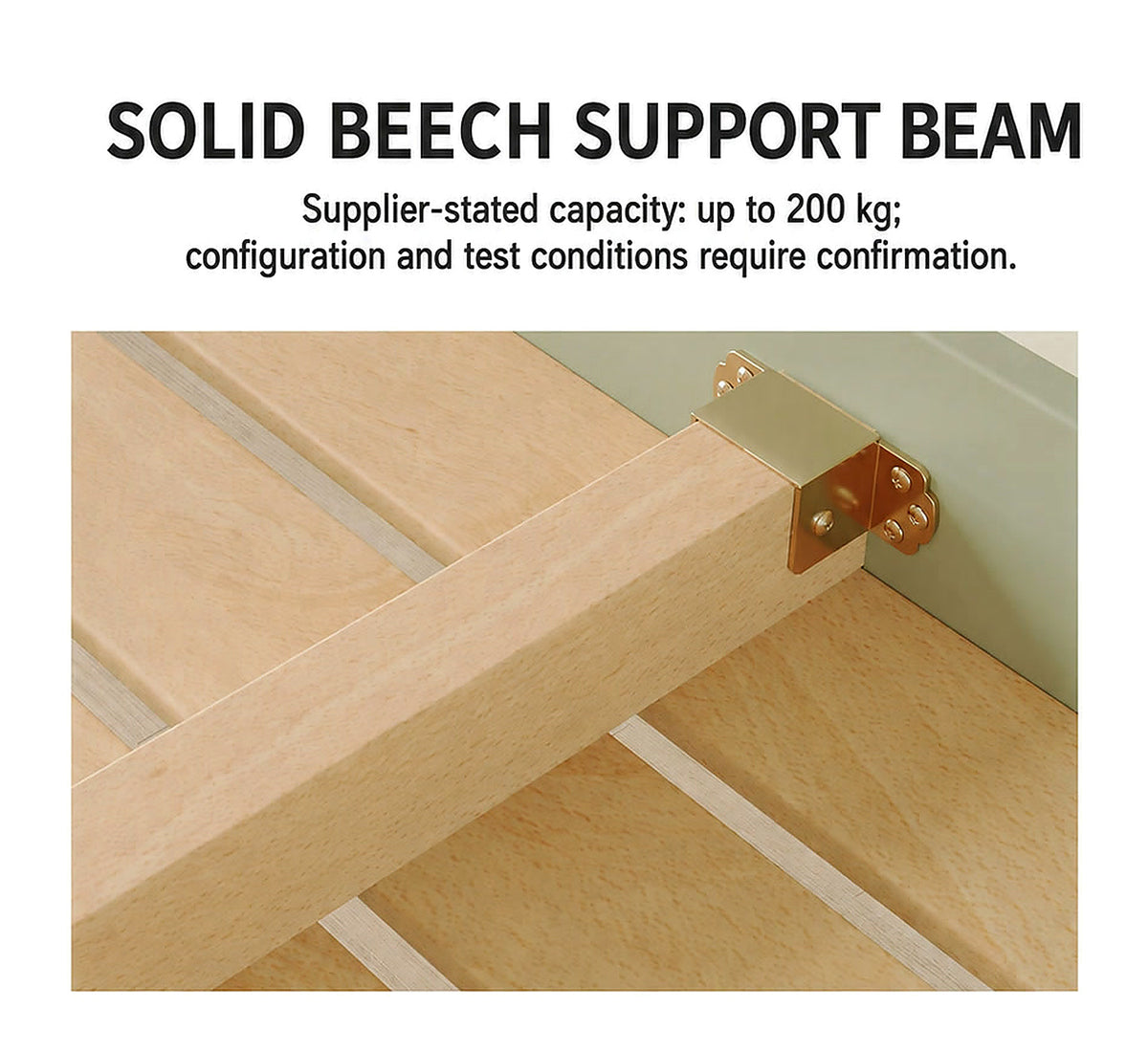 Close-up of the beech support beam