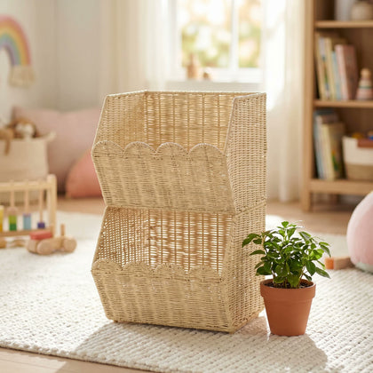  Rear view of the stacked basket structure.
