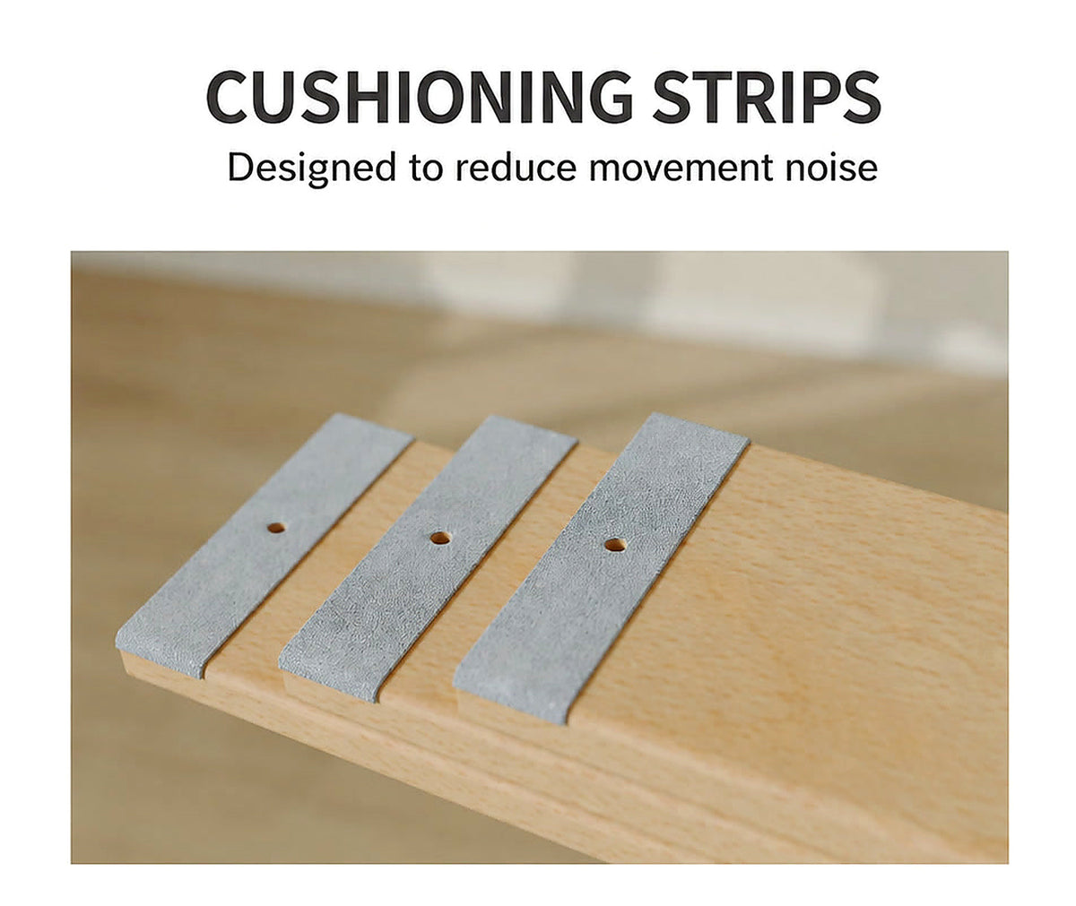  Cushioning strips along the mattress support