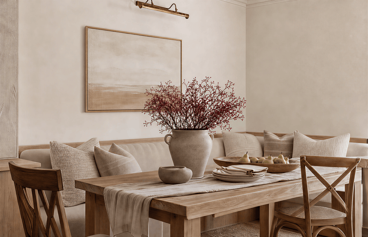 Sculptural lounge chair in a calm room