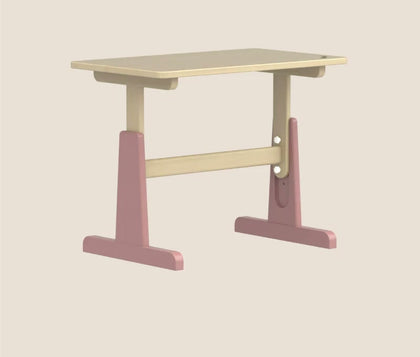  Cherry Pink desk with natural beech tabletop