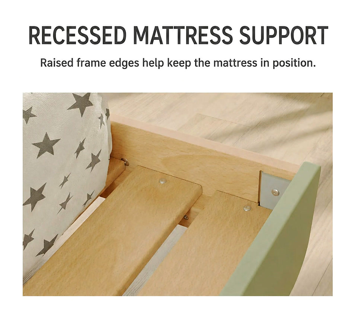  Recessed mattress support inside the frame