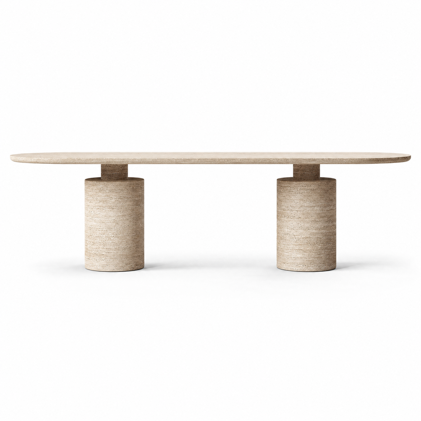 Doric Oval Travertine Table