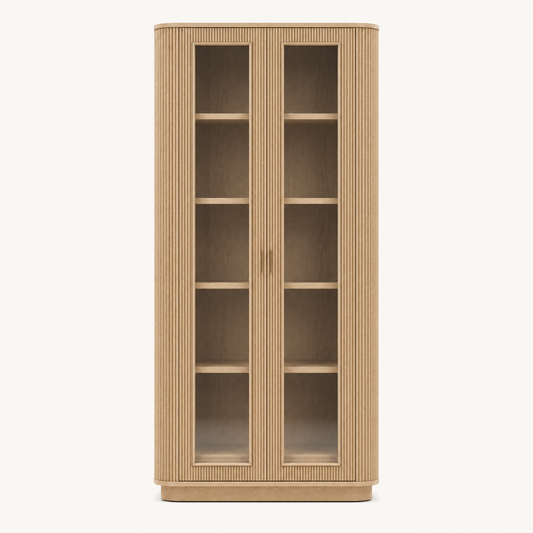 Weston Fluted Oak Glass Cabinet