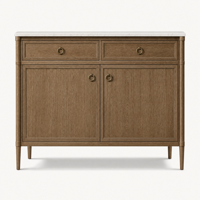 Hadley Oak Marble Top Cabinet