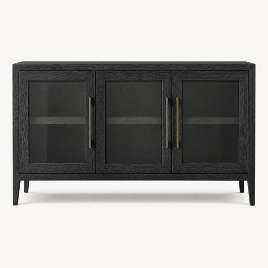 Langham Charcoal Oak Glass Sideboard
