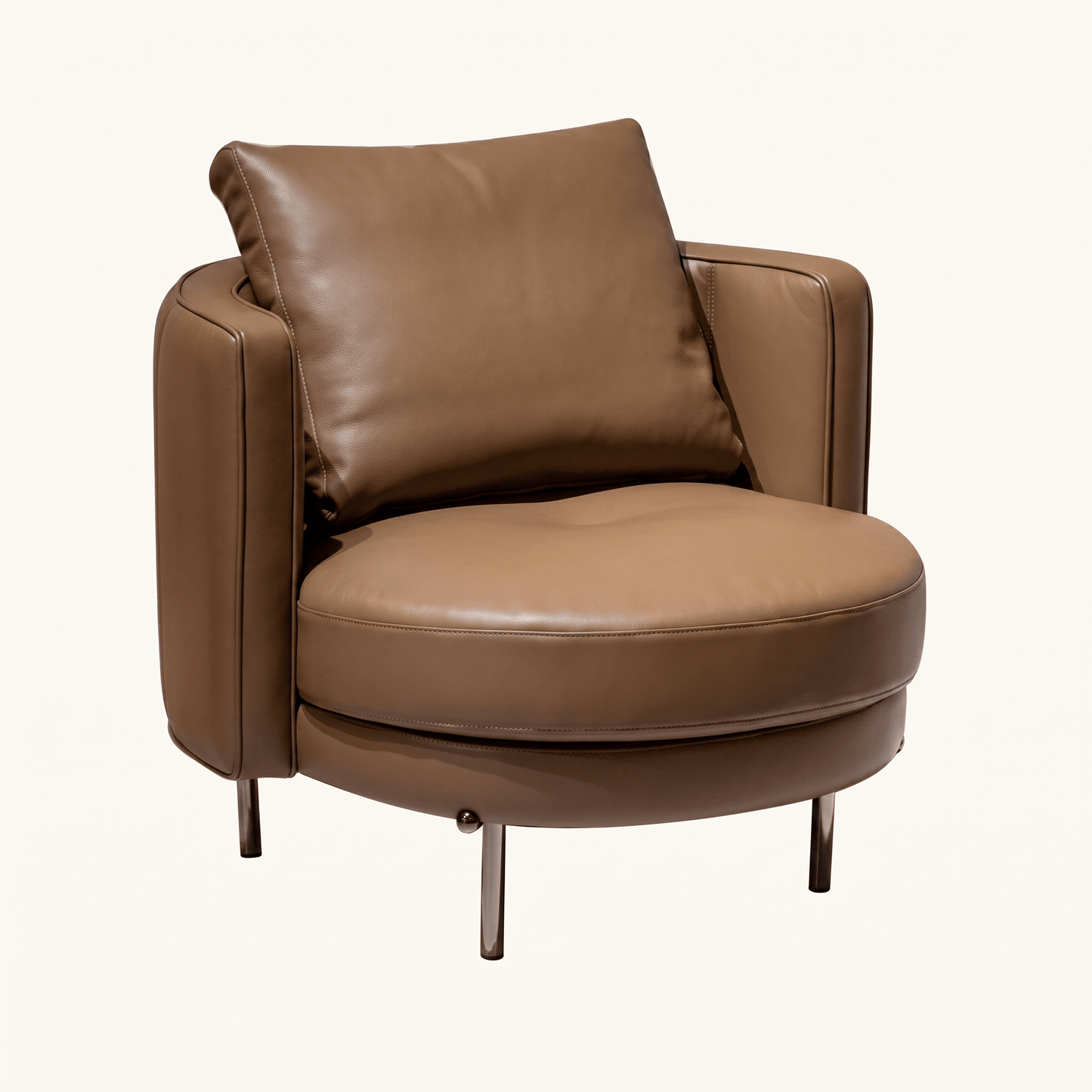 Boucle Leather Trim Lounge Chair