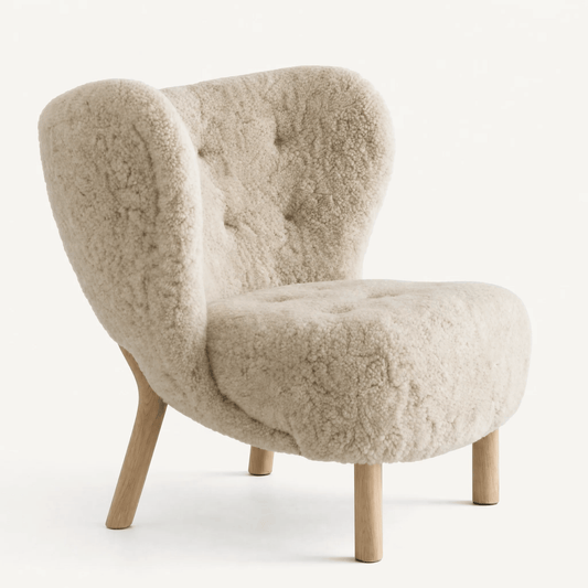 Boucle Leather Lounge Chair Pair