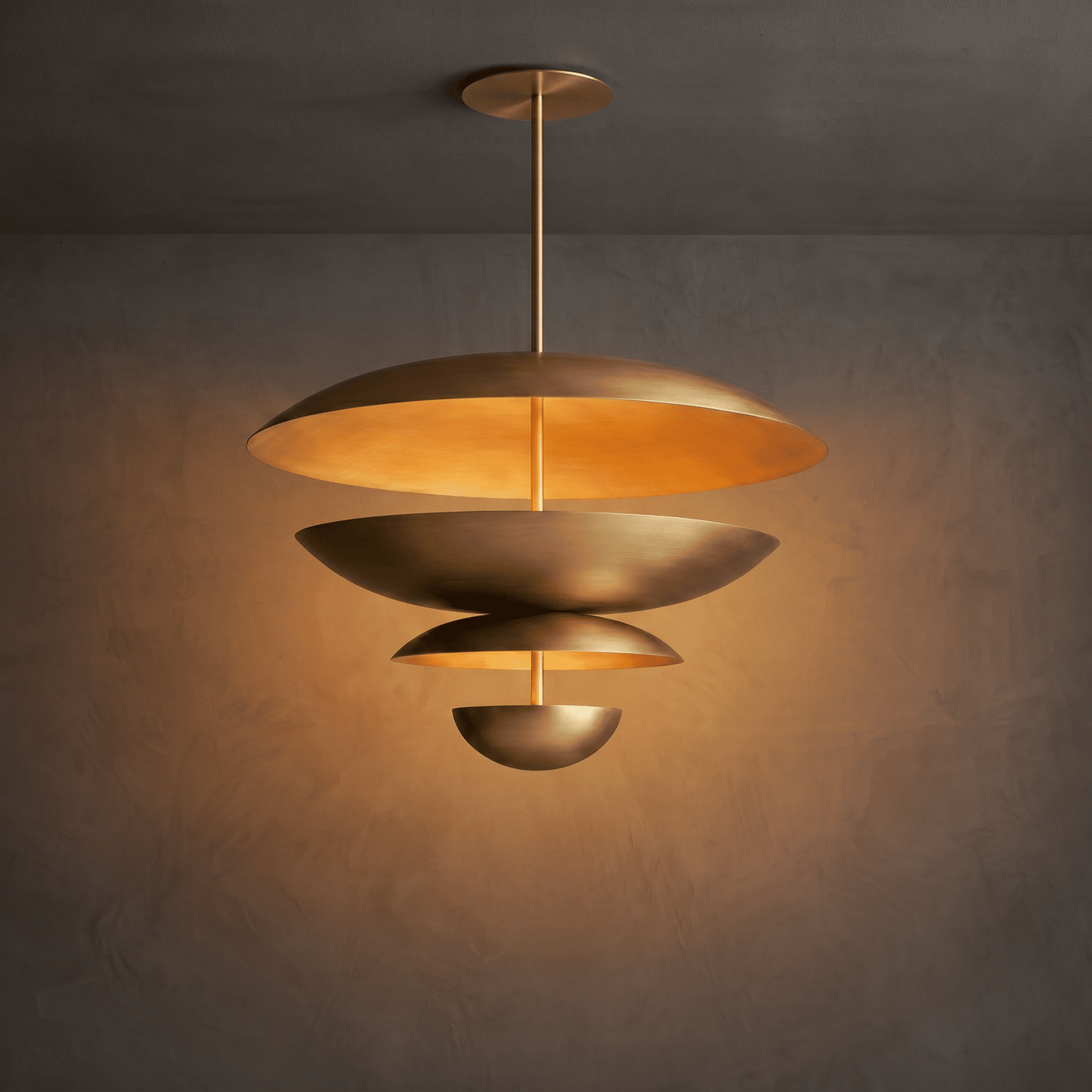 Modern Brass Tiered Disc Pendant Light