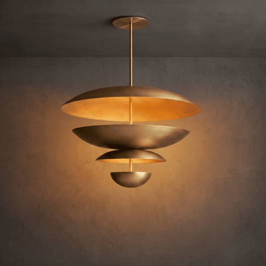 Modern Brass Tiered Disc Pendant Light