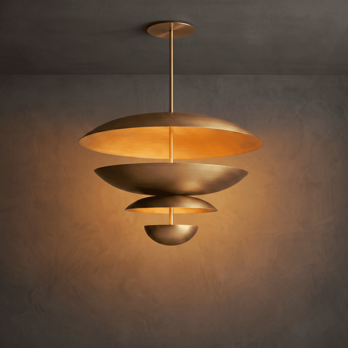 Modern Brass Tiered Disc Pendant Light