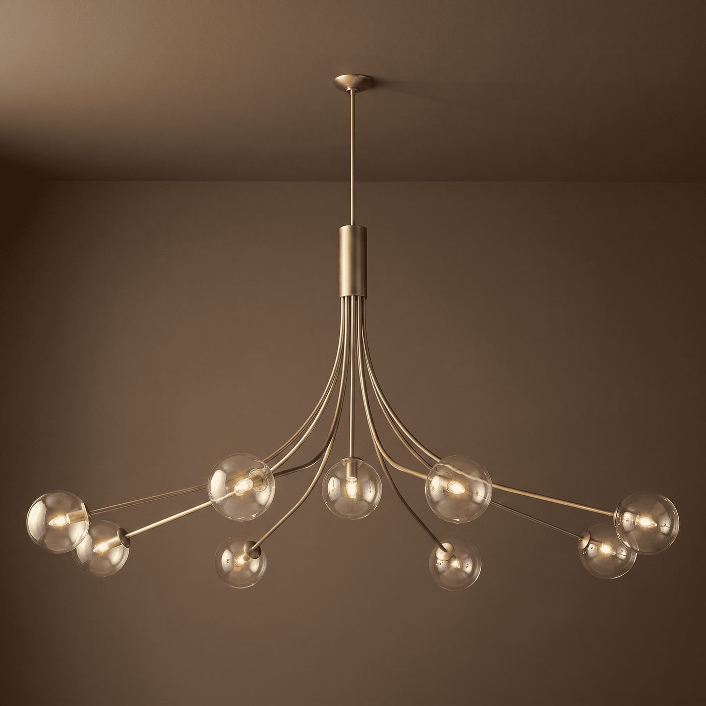 Brass Sputnik Glass Globe Chandelier