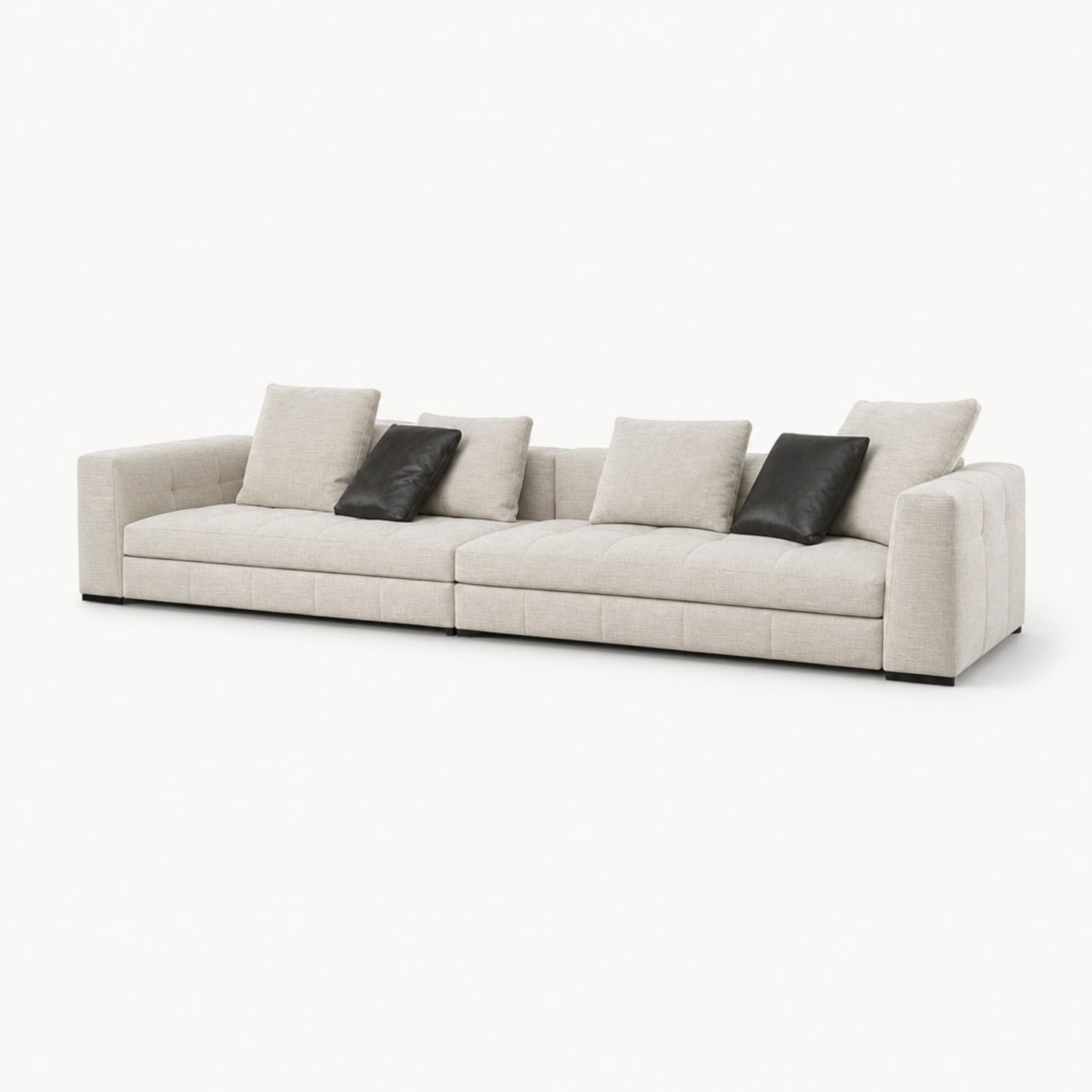 Boxy Tufted Linen Modular Sofa
