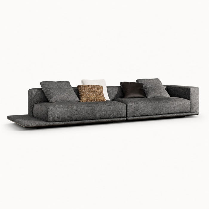 Low Profile Textured Grey Platform Sofa