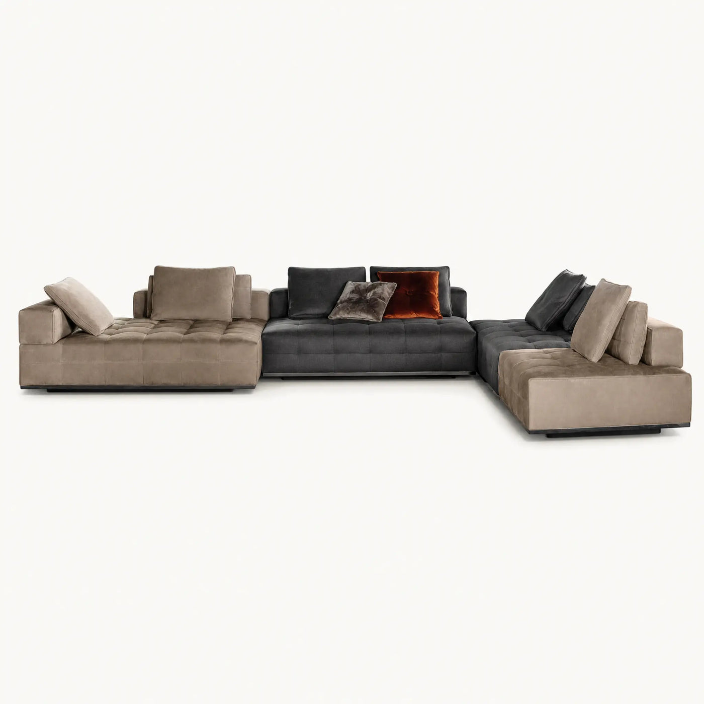 Two-Tone Grid Tufted Modular Sofa