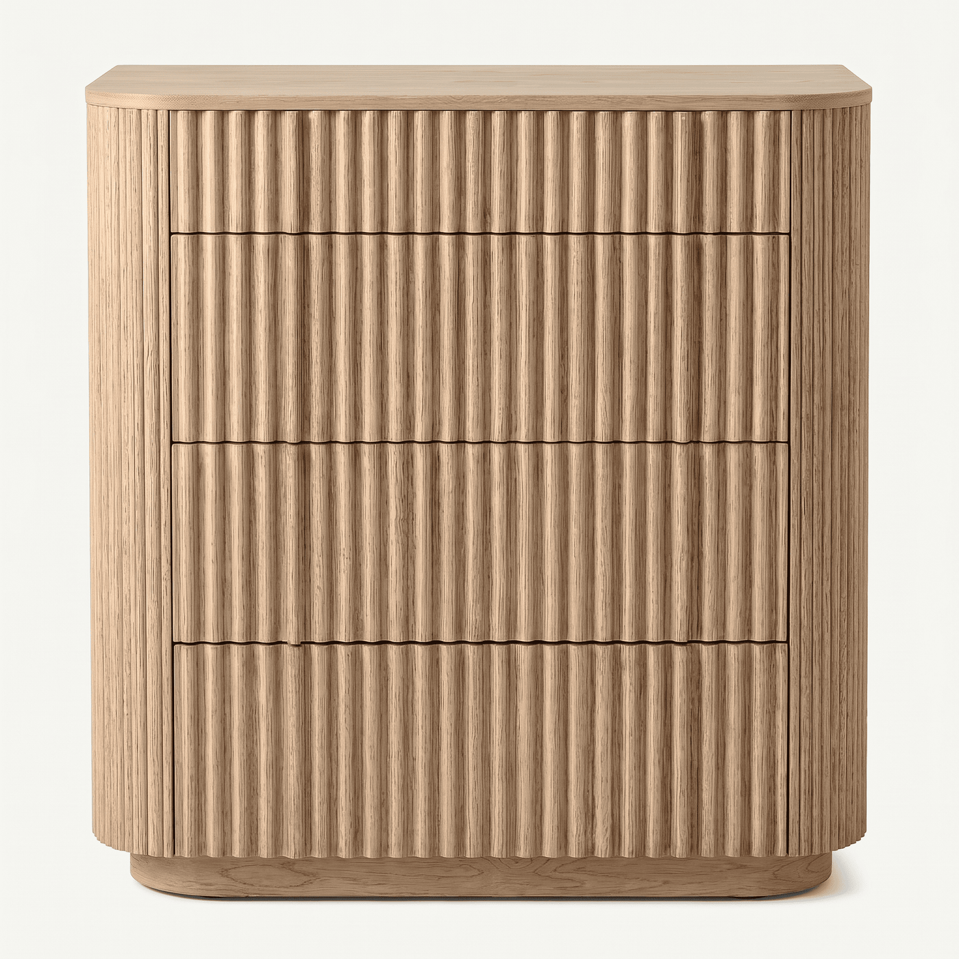 Fluted Oak Four-Drawer Chest of Drawers
