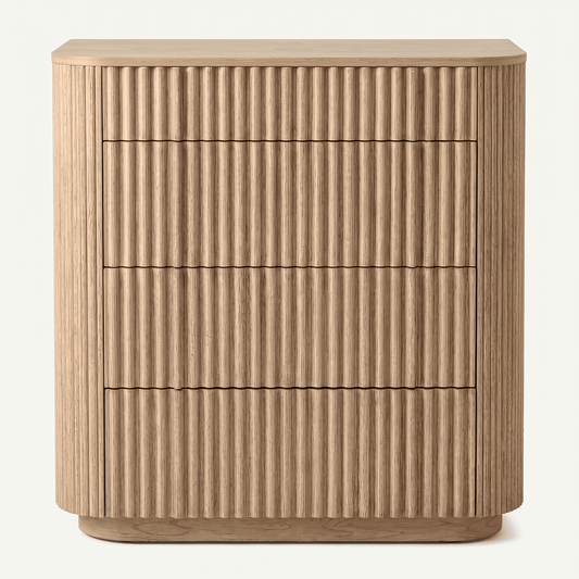 Fluted Oak Four-Drawer Chest of Drawers