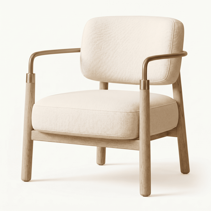 Metal & Oak Frame Fabric Armchair
