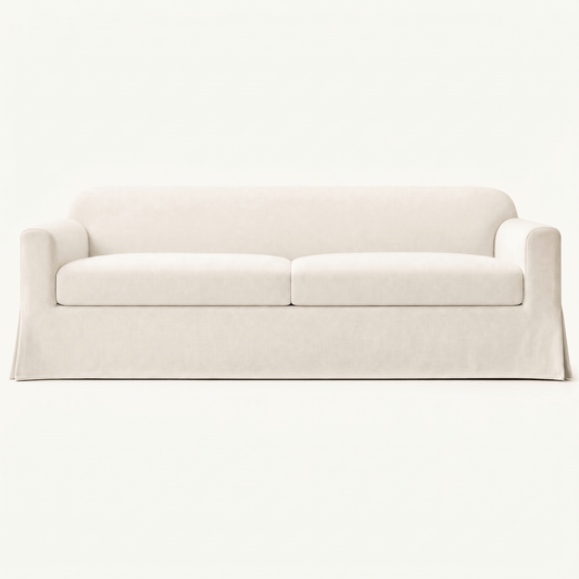 Contemporary Slipcovered Two Cushion Lounge Sofa