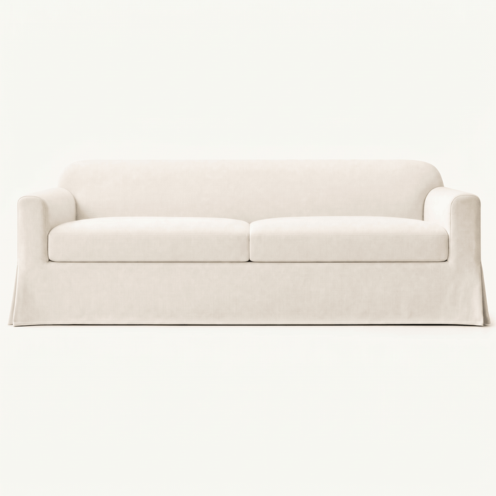 Contemporary Slipcovered Two Cushion Lounge Sofa
