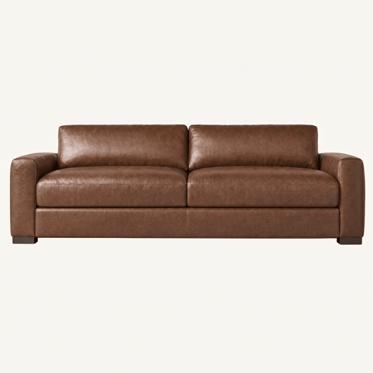 Modern Leather Sofa With Wide Track Arms