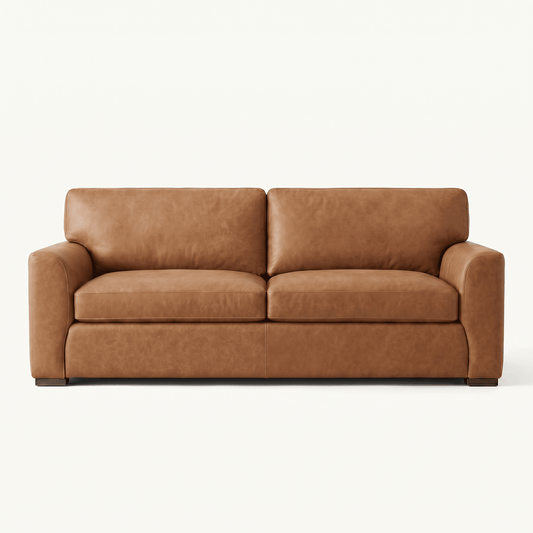 Modern Leather Sofa with Wide Track Arms
