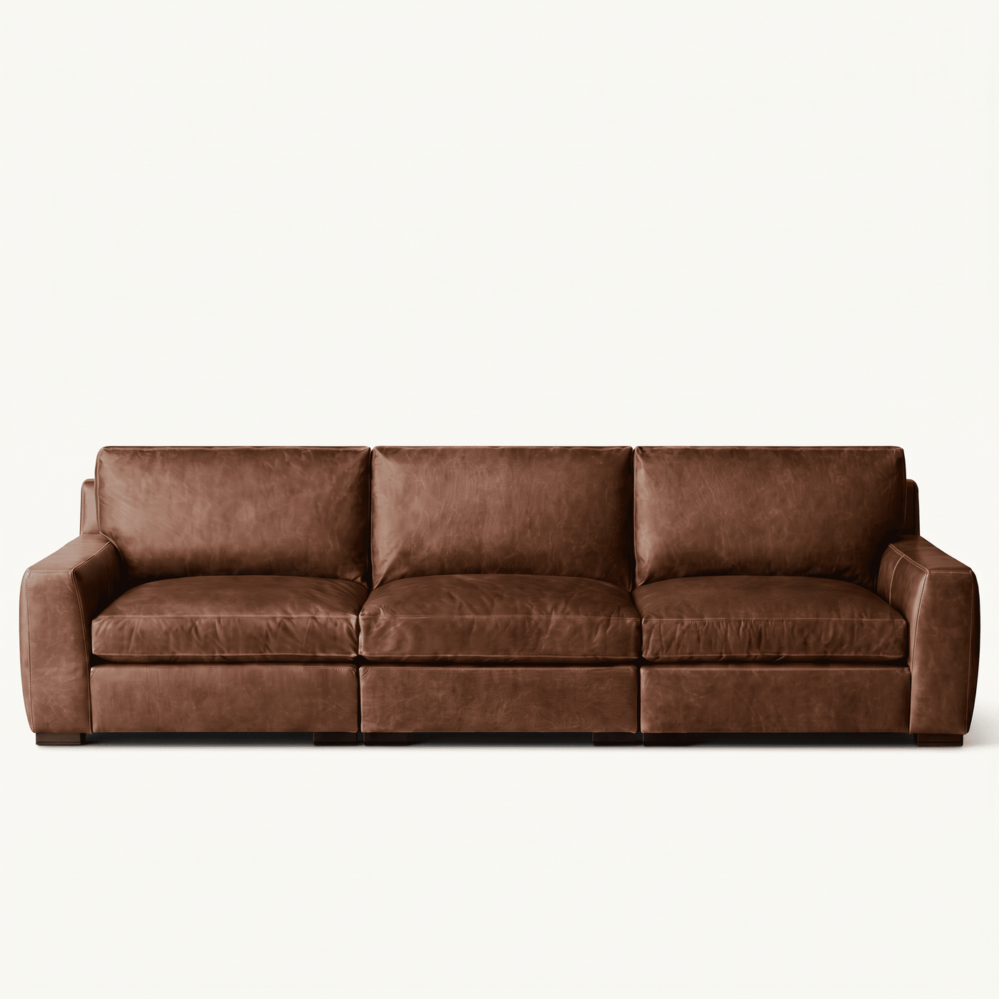 Spacious Three-Seater Leather Sofa