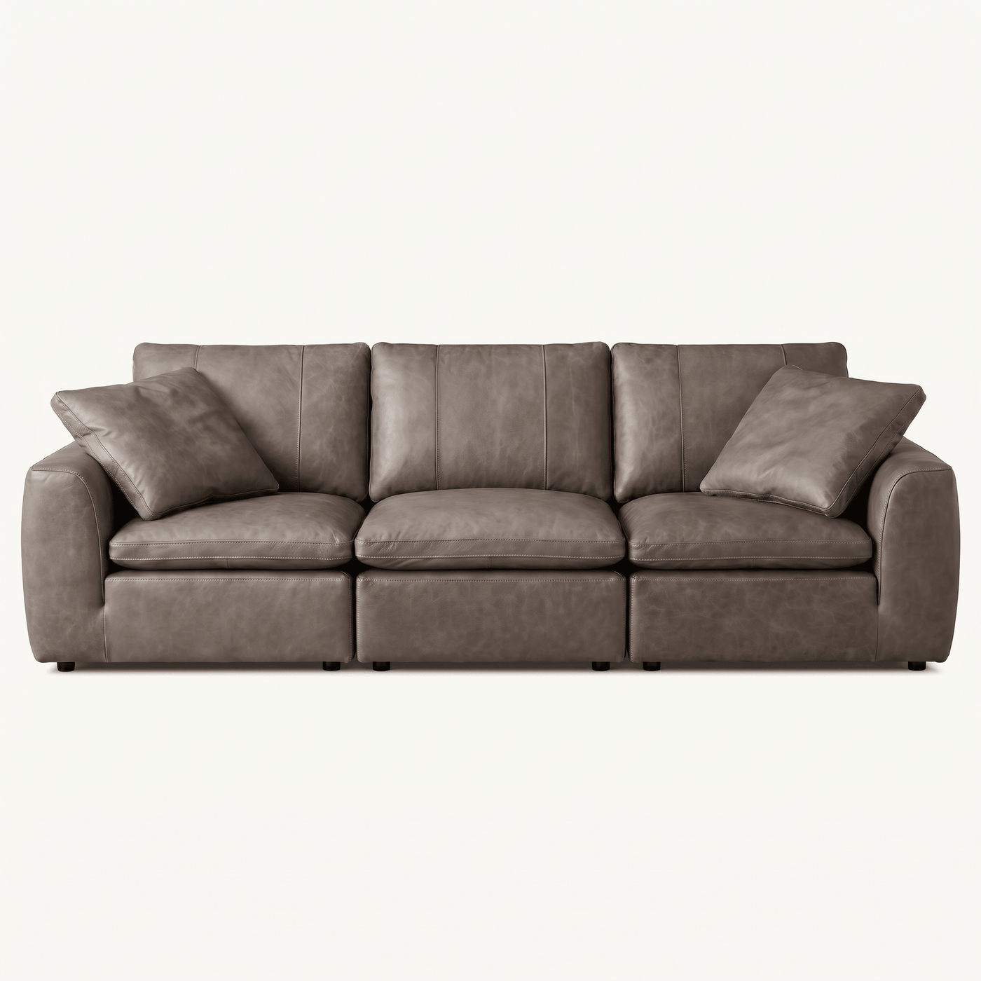 Casual Deep-Seat Leather Living Room Sofa