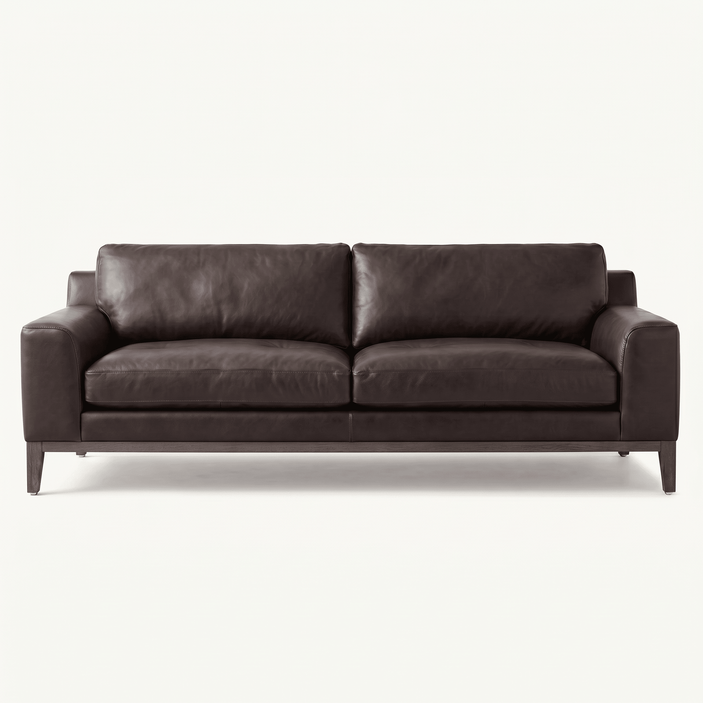 Elevated Leather Loveseat with Wood Frame