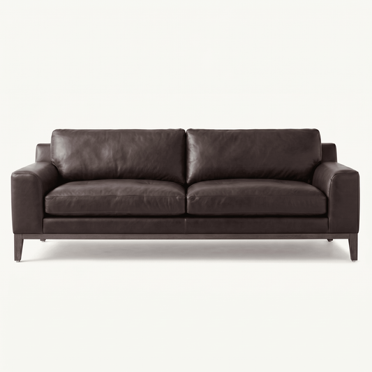 Elevated Leather Loveseat with Wood Frame