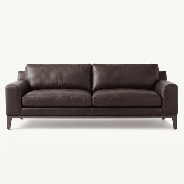 Elevated Leather Loveseat with Wood Frame