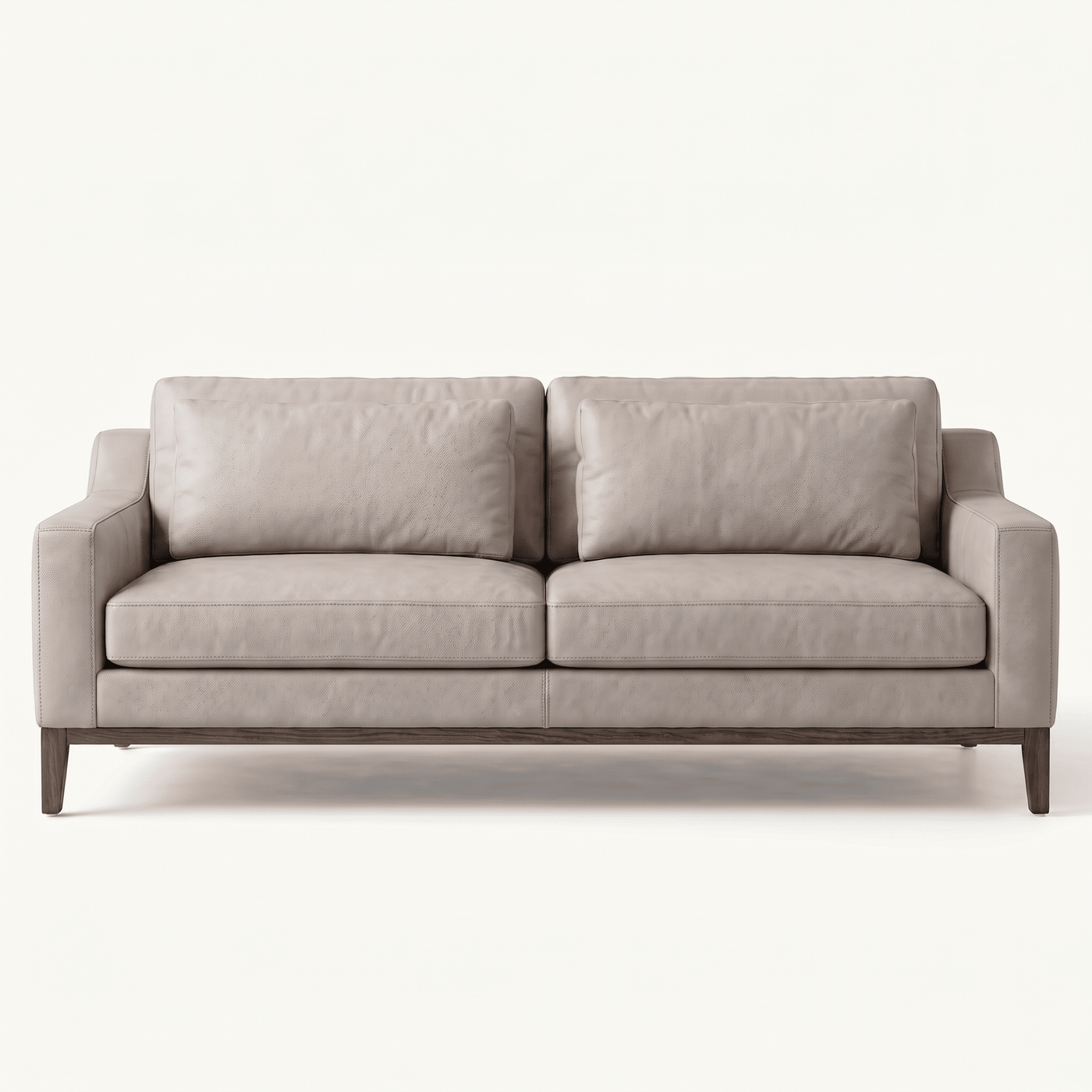 Mid-Century Leather Loveseat with Lumbar Pillows