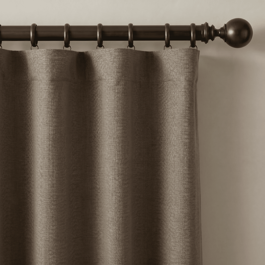 Woven Linen Look Blackout Curtain Fabric