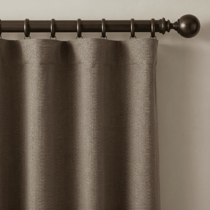 Woven Linen Look Blackout Curtain Fabric